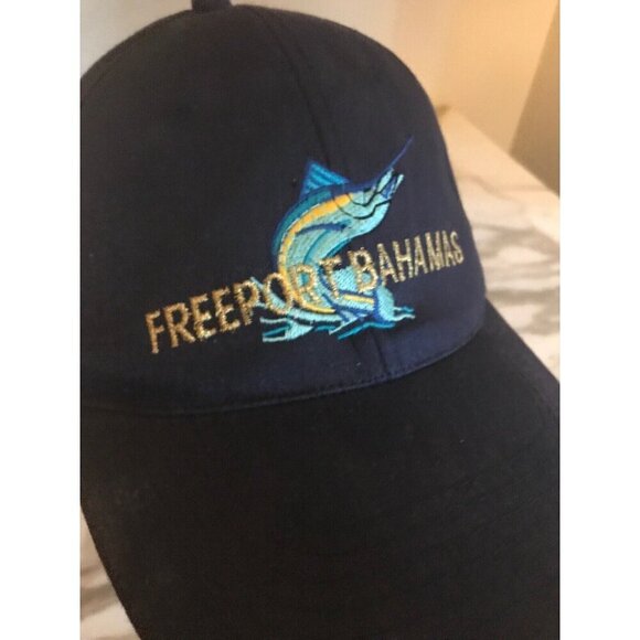 Blue Freeport Bahamas Blue Embroidered Marlin Adjustable Baseball Hat Cap - Picture 2 of 6